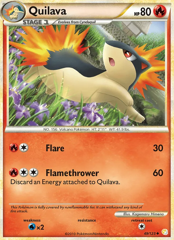 Carta Quilava, número 49/123 da coleção HeartGold SoulSilver