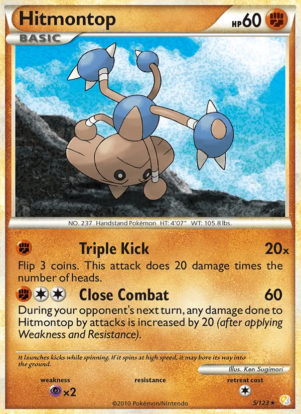 Carta Hitmontop, número 5/123 da coleção HeartGold SoulSilver