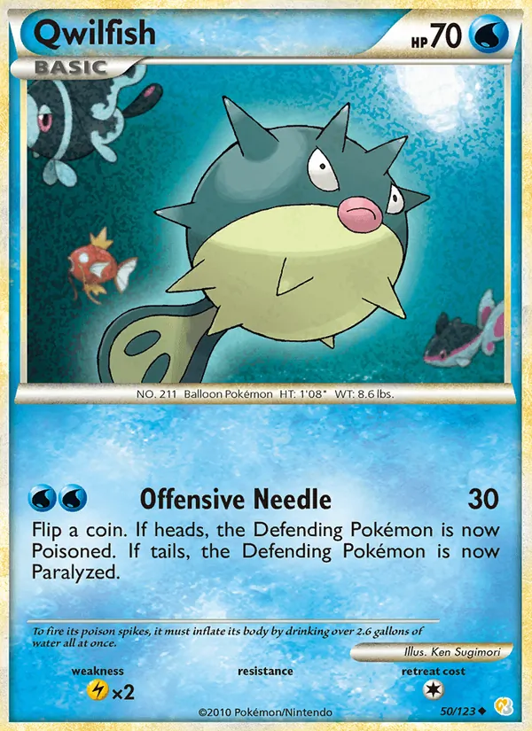 Carta Qwilfish, número 50/123 da coleção HeartGold SoulSilver