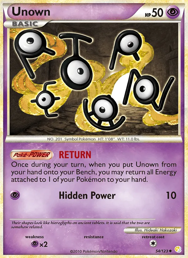 Carta Unown, número 54/123 da coleção HeartGold SoulSilver