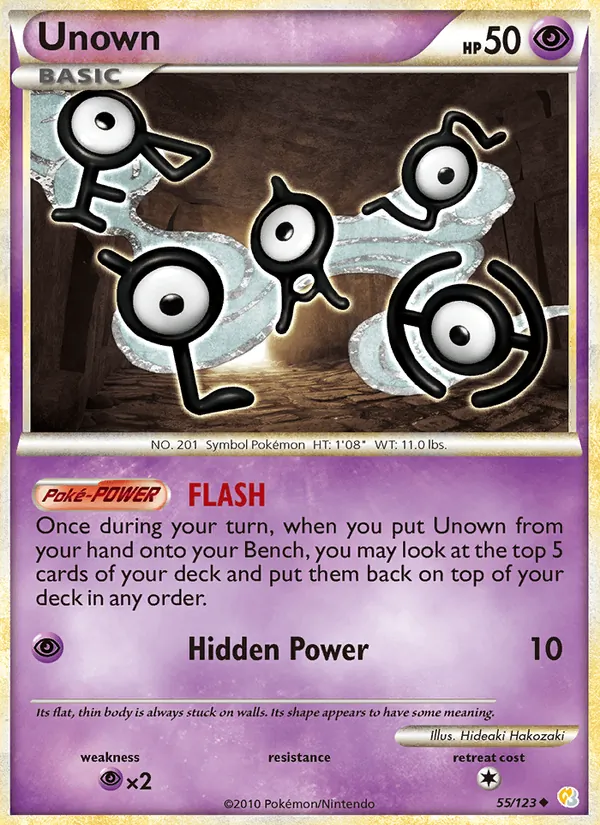 Carta Unown, número 55/123 da coleção HeartGold SoulSilver