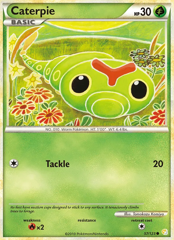 Carta Caterpie, número 57/123 da coleção HeartGold SoulSilver