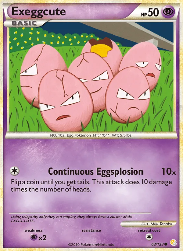 Carta Exeggcute, número 63/123 da coleção HeartGold SoulSilver