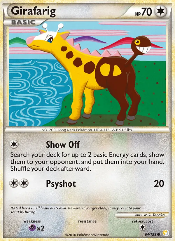 Carta Girafarig, número 64/123 da coleção HeartGold SoulSilver