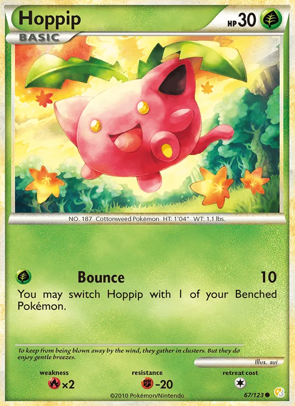 Carta Hoppip, número 67/123 da coleção HeartGold SoulSilver