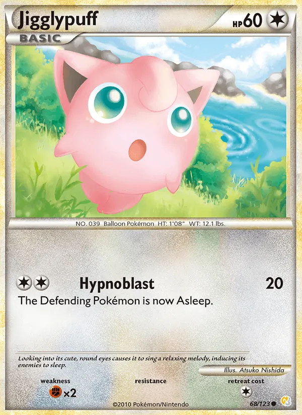 Carta Jigglypuff, número 68/123 da coleção HeartGold SoulSilver