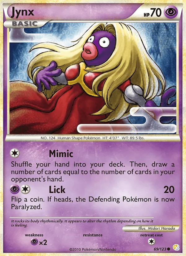 Carta Jynx, número 69/123 da coleção HeartGold SoulSilver
