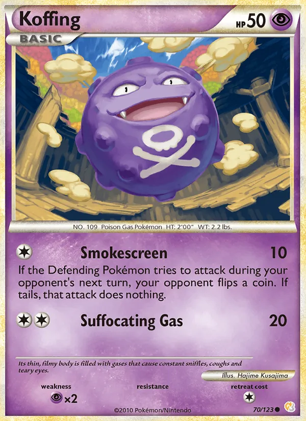 Carta Koffing, número 70/123 da coleção HeartGold SoulSilver