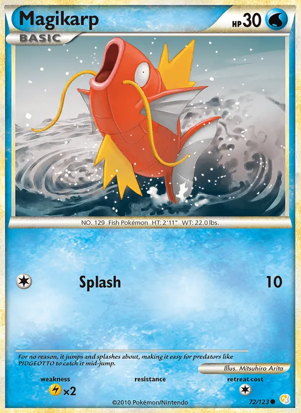 Carta Magikarp, número 72/123 da coleção HeartGold SoulSilver