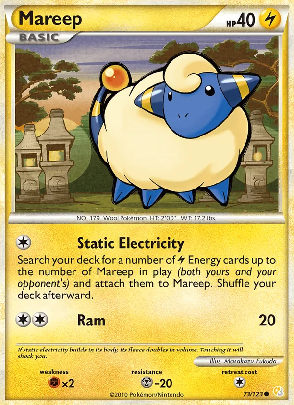 Carta Mareep, número 73/123 da coleção HeartGold SoulSilver