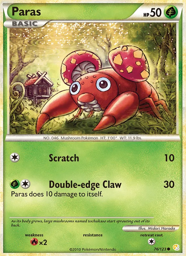 Carta Paras, número 76/123 da coleção HeartGold SoulSilver