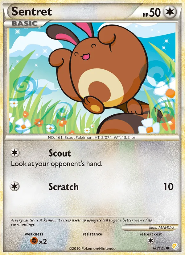 Carta Sentret, número 80/123 da coleção HeartGold SoulSilver