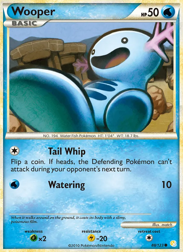 Carta Wooper, número 88/123 da coleção HeartGold SoulSilver