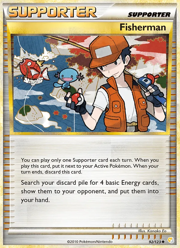 Carta Fisherman, número 92/123 da coleção HeartGold SoulSilver