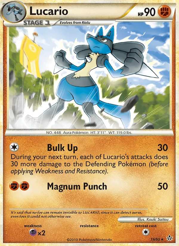 Carta Lucario, número 19/95 da coleção Revelado