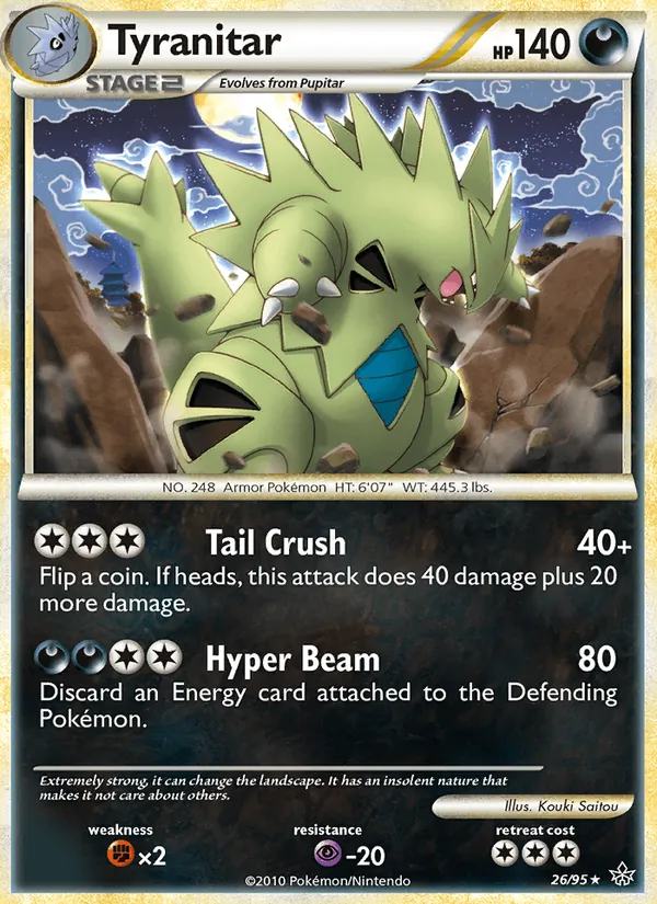 Carta Tyranitar, número 26/95 da coleção Revelado