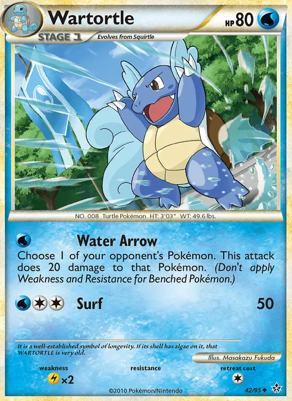 Carta Wartortle, número 42/95 da coleção Revelado