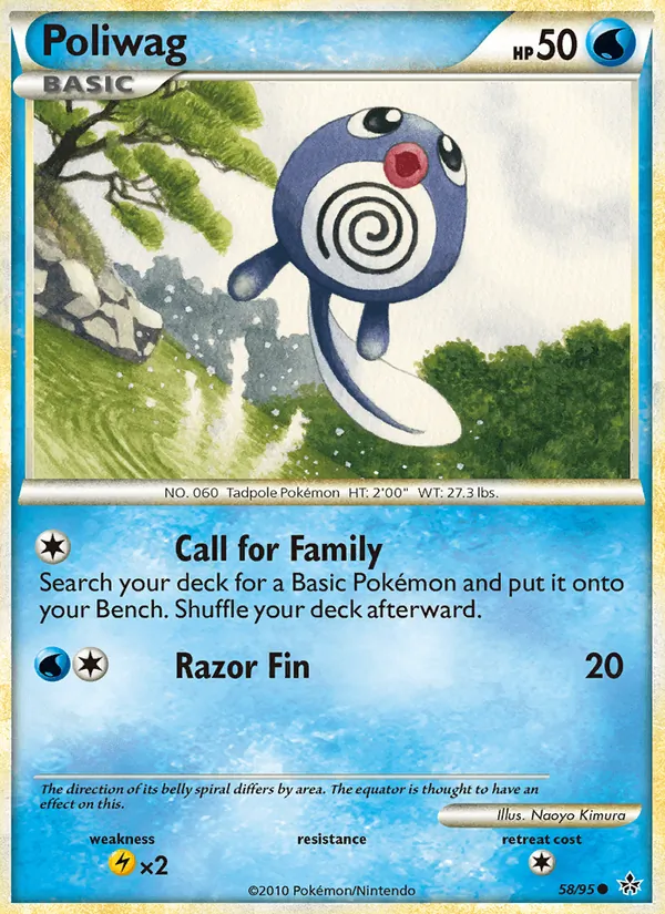 Carta Poliwag, número 58/95 da coleção Revelado