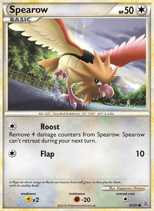 Carta Spearow, número 62/95 da coleção Revelado