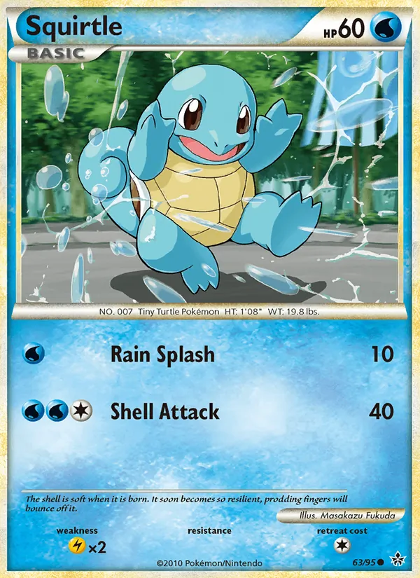 Carta Squirtle, número 63/95 da coleção Revelado