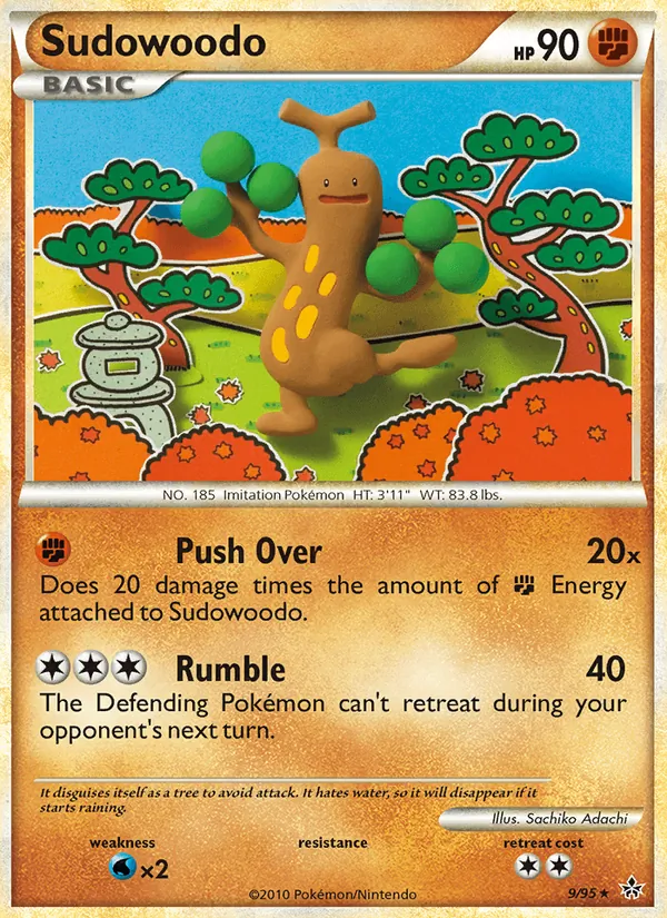 Carta Sudowoodo, número 9/95 da coleção Revelado