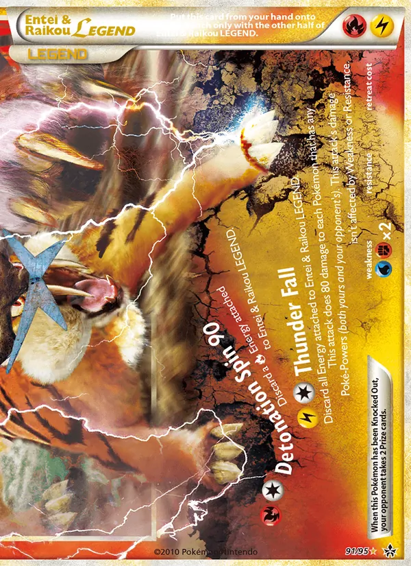 Carta Entei & Raikou LEGEND, número 91/95 da coleção Revelado