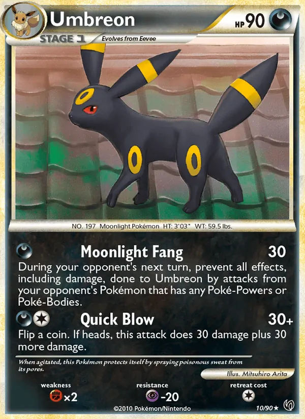 Carta Umbreon, número 10/90 da coleção Destemido