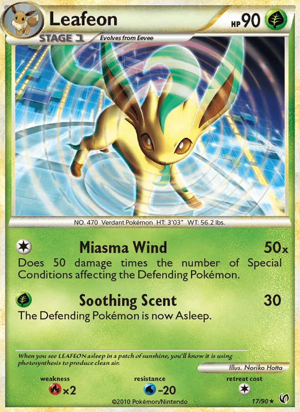 Carta Leafeon, número 17/90 da coleção Destemido