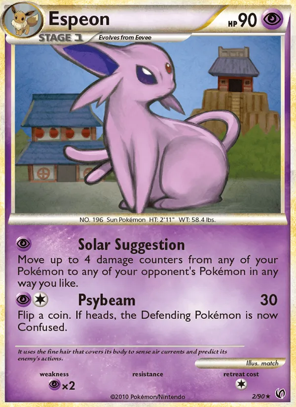 Carta Espeon, número 2/90 da coleção Destemido
