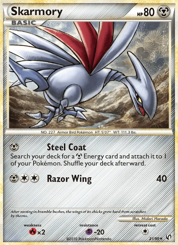 Carta Skarmory, número 21/90 da coleção Destemido