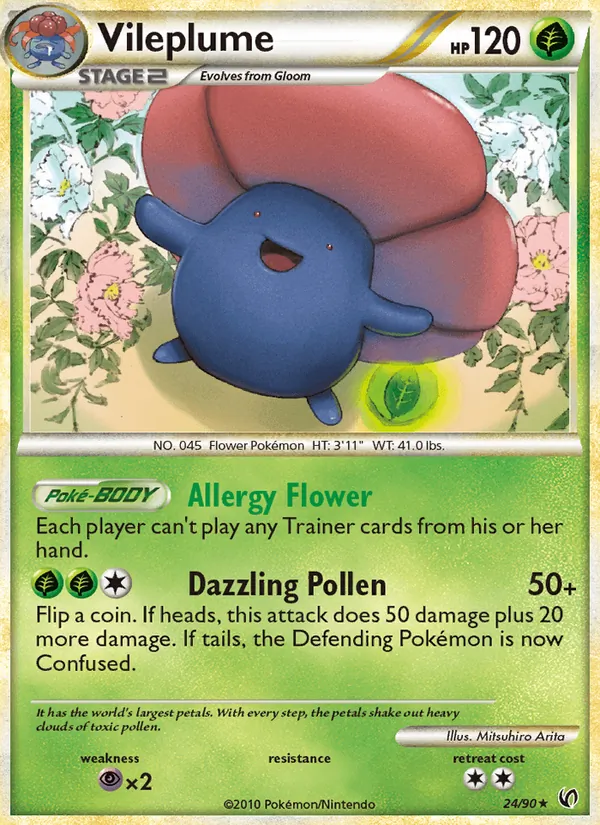Carta Vileplume, número 24/90 da coleção Destemido