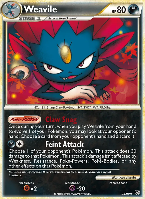 Carta Weavile, número 25/90 da coleção Destemido