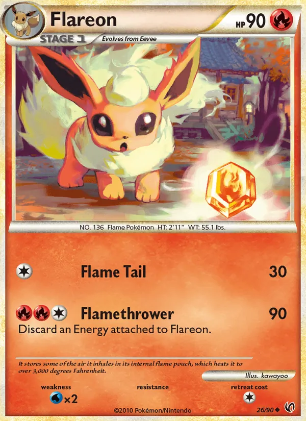 Carta Flareon, número 26/90 da coleção Destemido