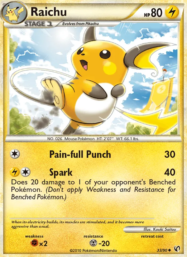 Carta Raichu, número 33/90 da coleção Destemido