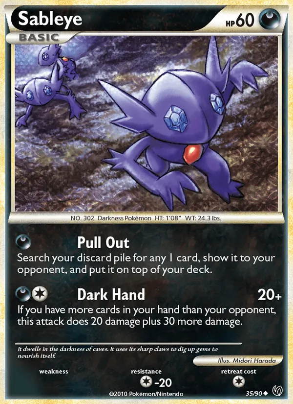 Carta Sableye, número 35/90 da coleção Destemido