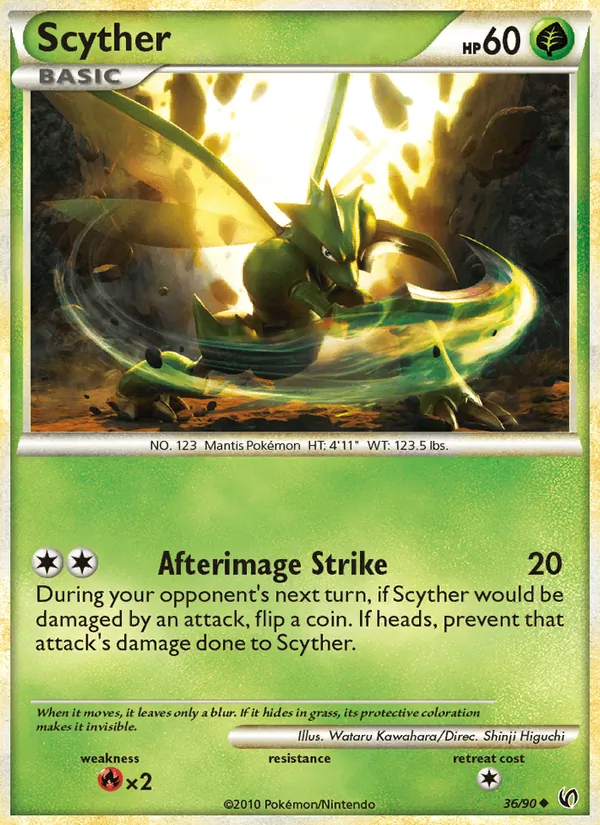 Carta Scyther, número 36/90 da coleção Destemido