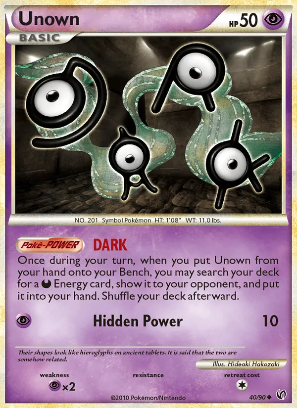Carta Unown, número 40/90 da coleção Destemido
