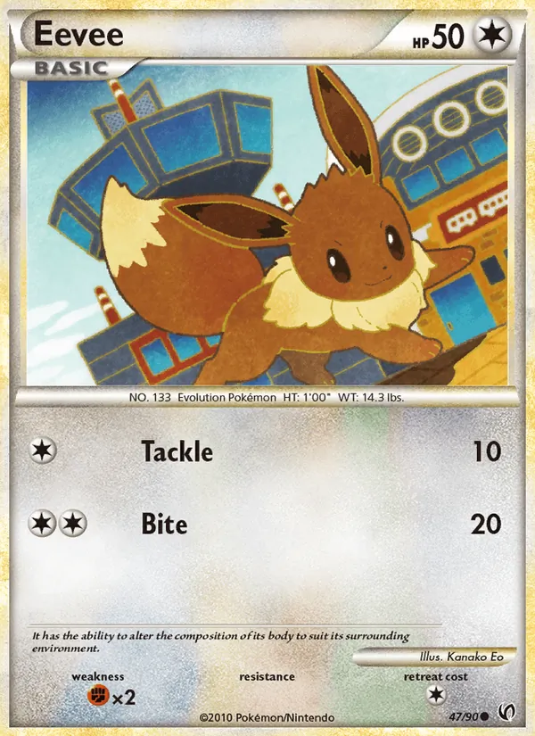 Carta Eevee, número 47/90 da coleção Destemido