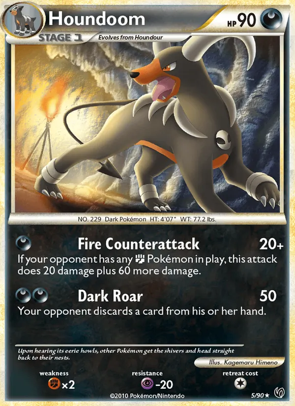 Carta Houndoom, número 5/90 da coleção Destemido