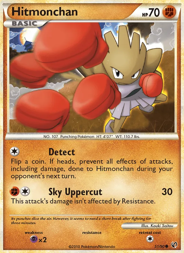 Carta Hitmonchan, número 51/90 da coleção Destemido