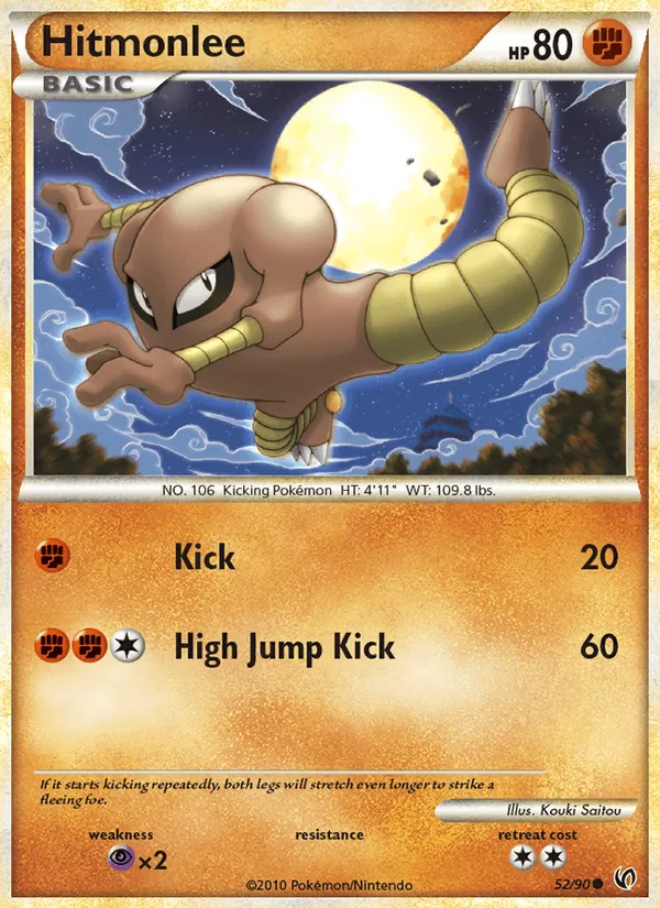 Carta Hitmonlee, número 52/90 da coleção Destemido