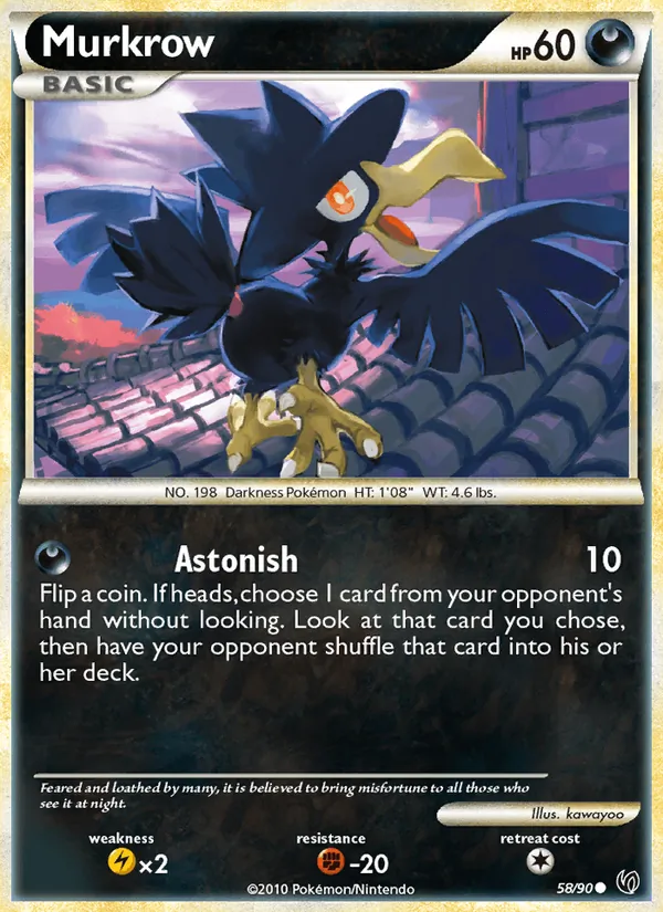 Carta Murkrow, número 58/90 da coleção Destemido