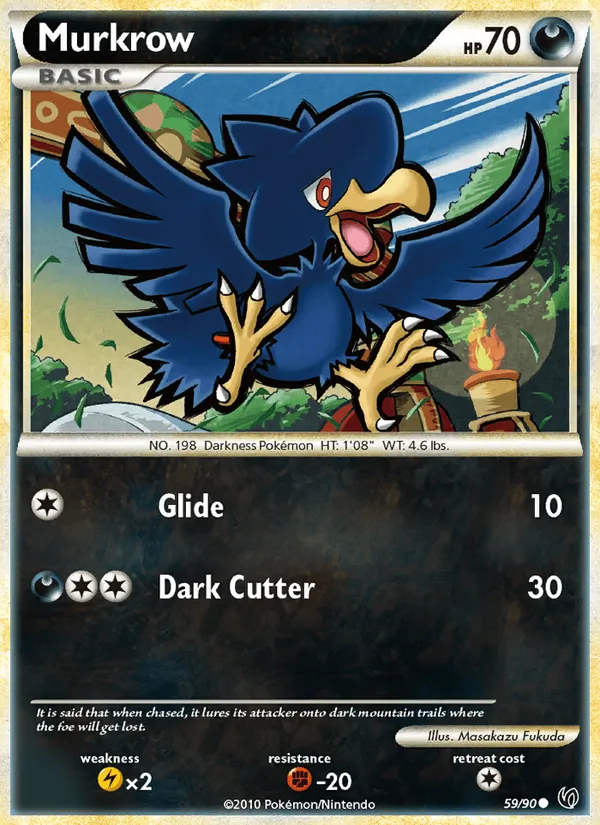 Carta Murkrow, número 59/90 da coleção Destemido