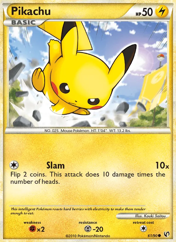 Carta Pikachu, número 61/90 da coleção Destemido