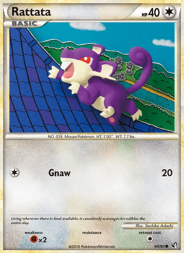 Carta Rattata, número 64/90 da coleção Destemido