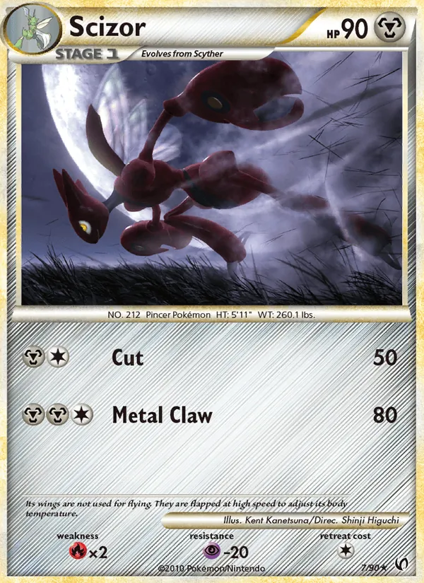 Carta Scizor, número 7/90 da coleção Destemido