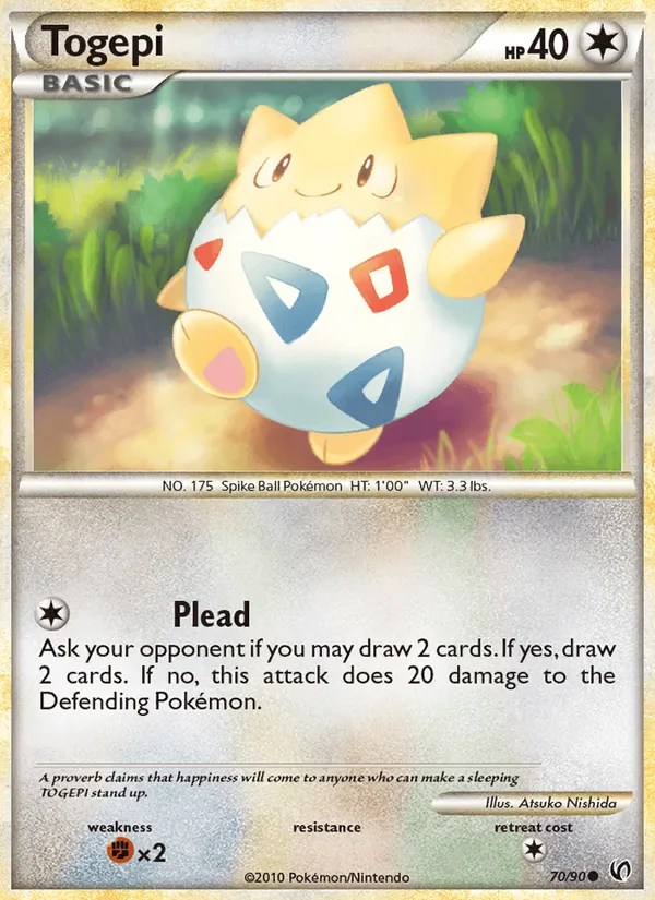 Carta Togepi, número 70/90 da coleção Destemido
