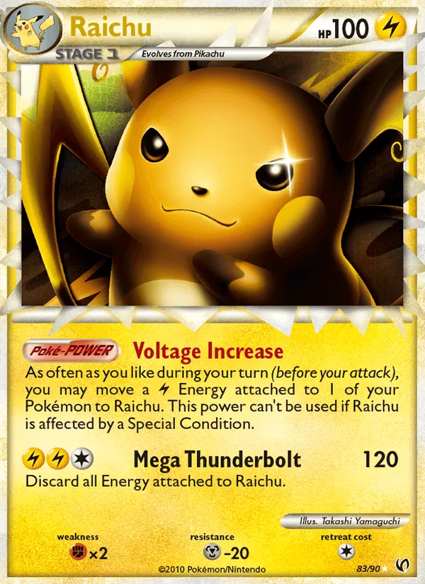 Carta Raichu, número 83/90 da coleção Destemido