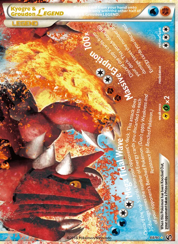 Carta Kyogre & Groudon LEGEND, número 88/90 da coleção Destemido