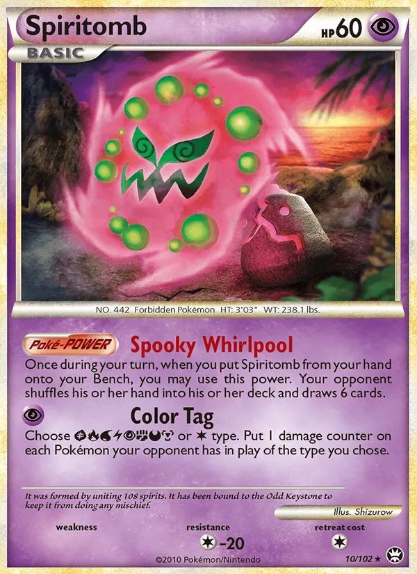 Carta Spiritomb, número 10/102 da coleção Triunfante